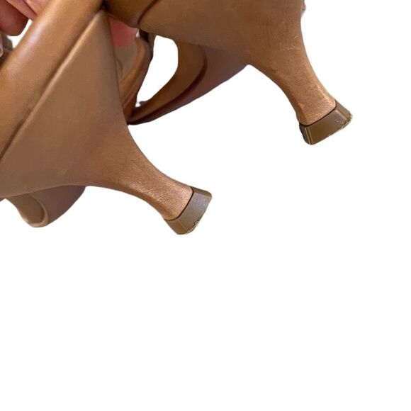 PRADA Leather Seahorse Sandals Kitten Heel Cognac Brown Green Yellow 5.5 - Picture 14 of 14